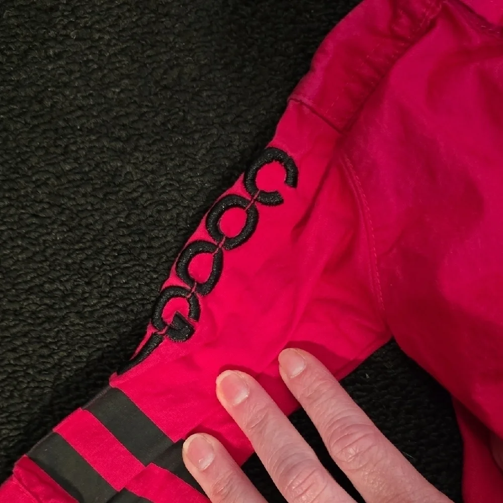 COOGI Pink Button-Up Jacket with Black Stripes